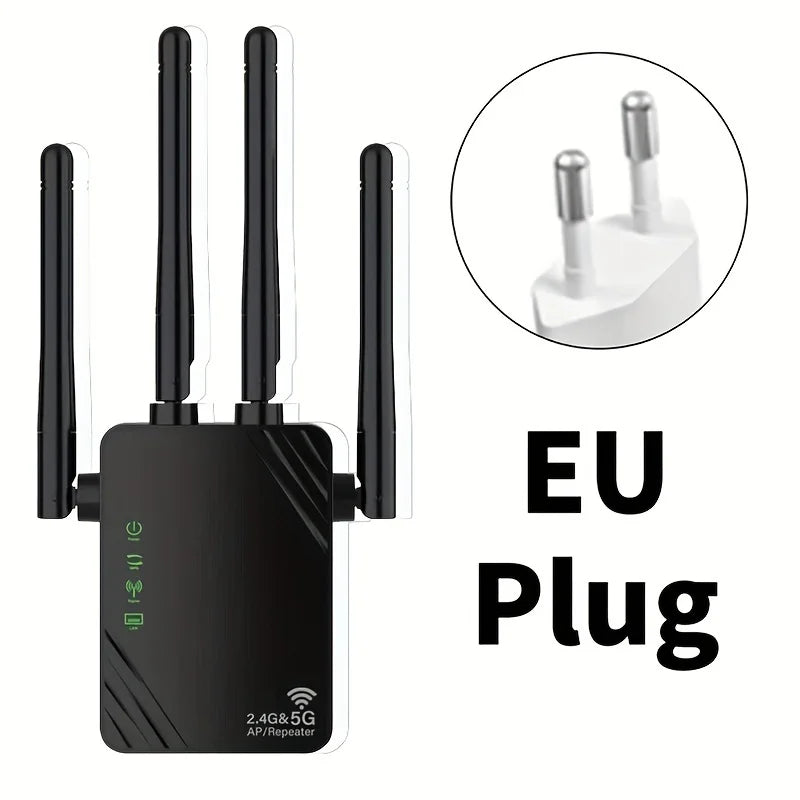 WiFi Extender 1200Mbps WiFi Signal Booster Dual Band 2.4G/5G Outdoor Signal Amplifier with Ethernet Port 360° Full Coverage