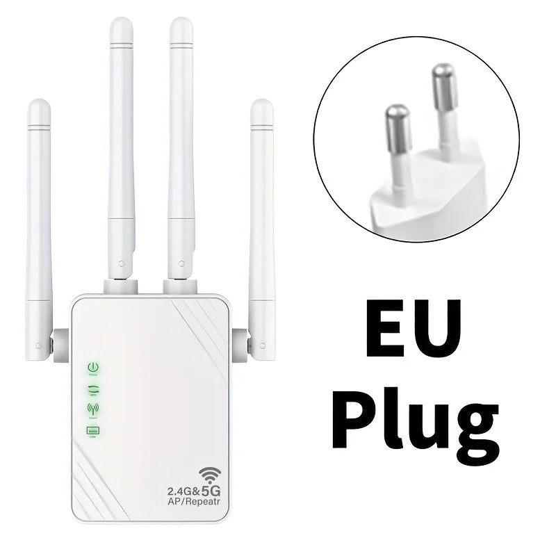 WiFi Extender 1200Mbps WiFi Signal Booster Dual Band 2.4G/5G Outdoor Signal Amplifier with Ethernet Port 360° Full Coverage