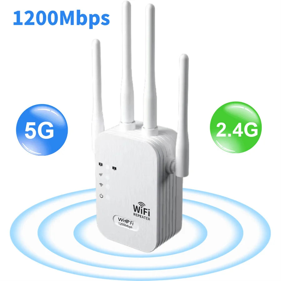 1200Mbps Wireless WiFi Repeater WIFI Extender WiFi Booster 300 Mbps 2.4G Network Amplifier Long Range Signal For Small Office