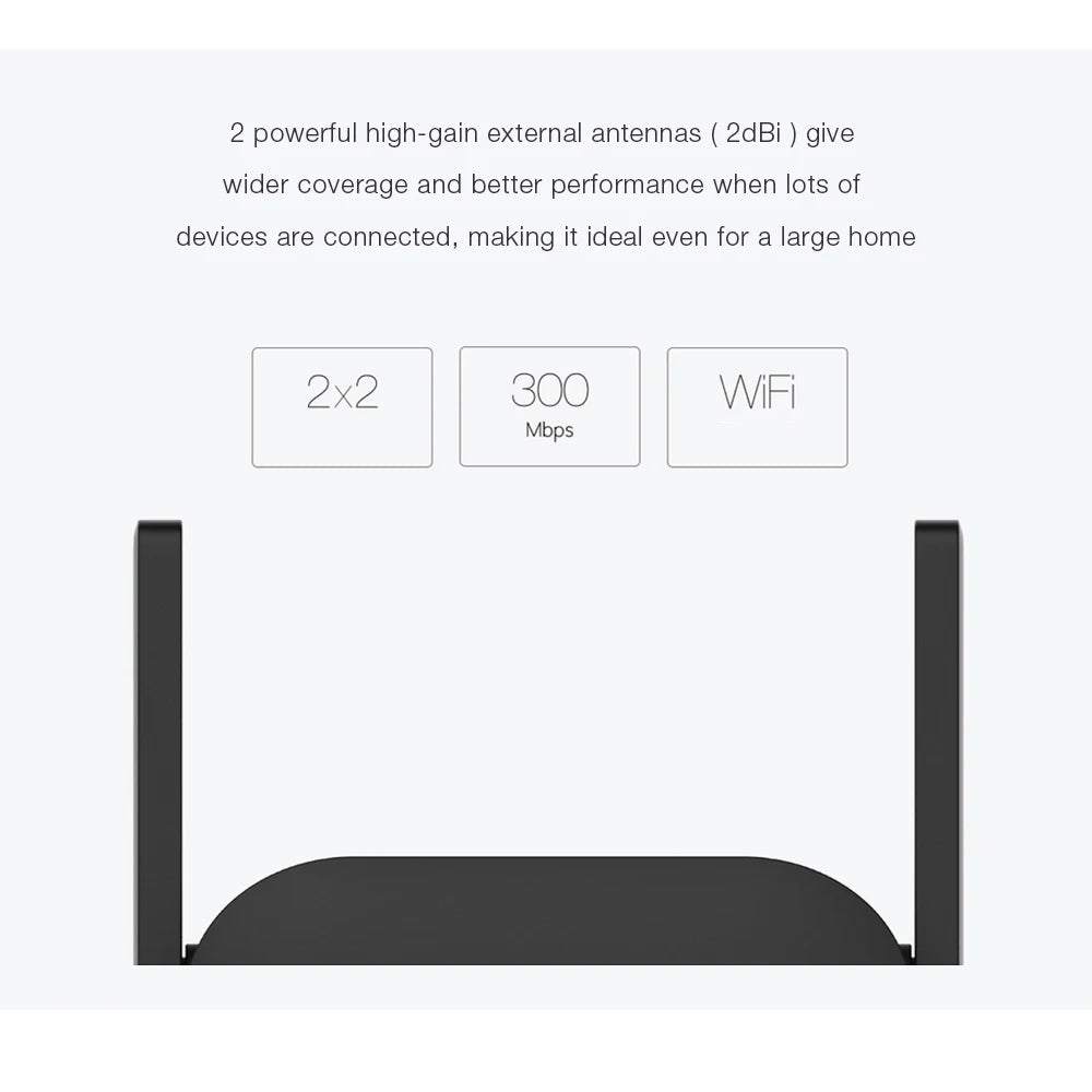 Original Xiaomi WiFi Amplifier Pro Router 300M Network Expander Repeater Power Extender Roteador 2 Antenna for Mi Router Wi-Fi