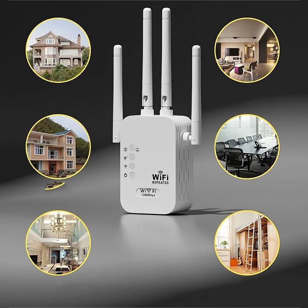 1200Mbps Wireless WiFi Repeater WIFI Extender WiFi Booster 300 Mbps 2.4G Network Amplifier Long Range Signal For Small Office