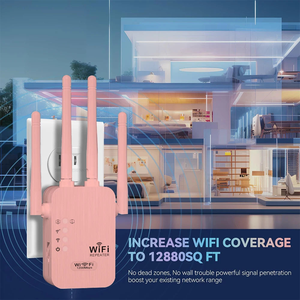 1200Mbps Wireless WiFi Repeater WIFI Extender WiFi Booster 300 Mbps 2.4G Network Amplifier Long Range Signal For Small Office